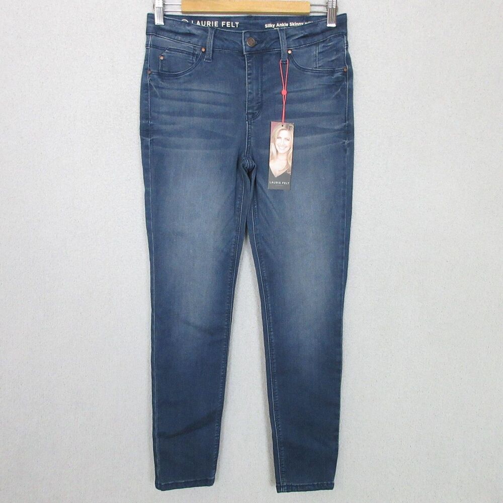 NWT Laurie Felt Silky Ankle Skinny Jeans S Womens Stretch Dark Wash Vital Denim